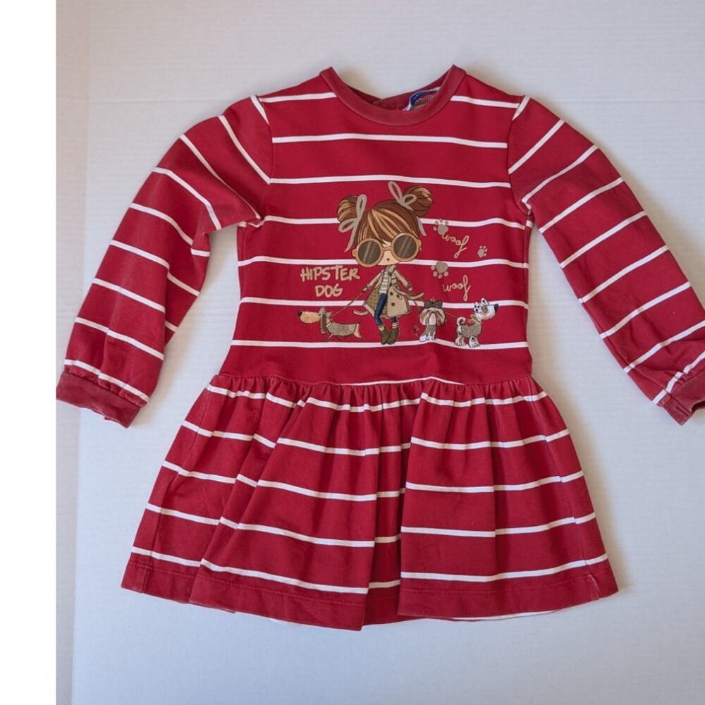 Mayoral Sweatshirt Dress Red Stripe 36m